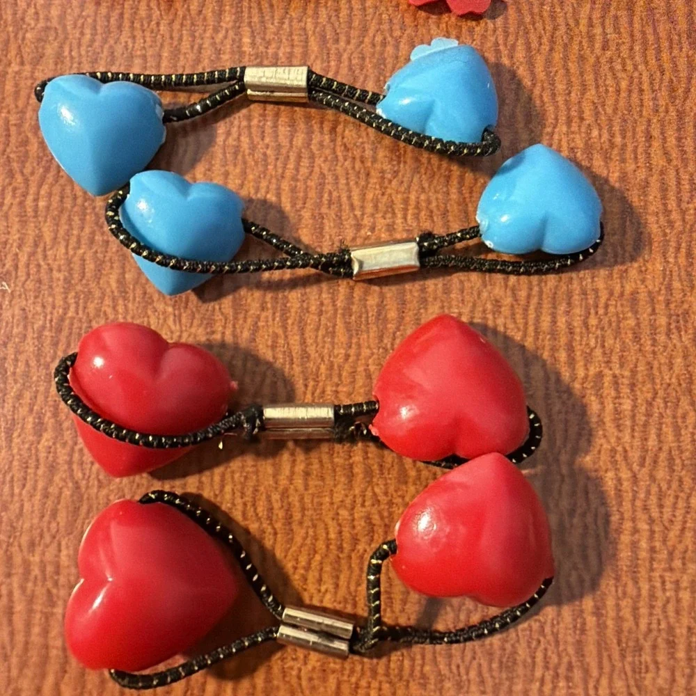 Goody Vtg Ponytail Holders Twin Ball Heart Style Bead Hair Ties Set Of 12 Pairs‎